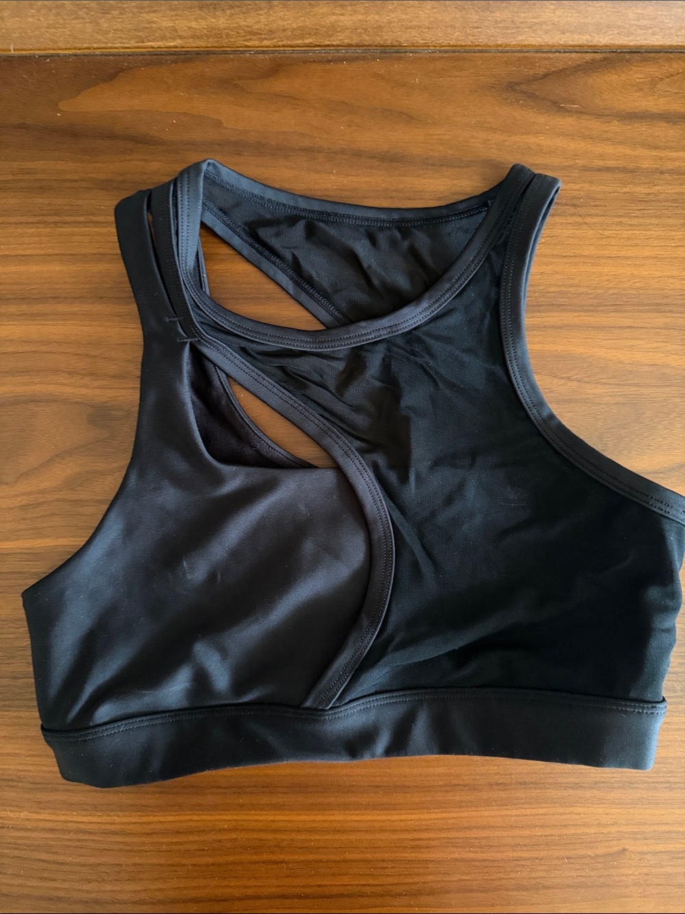 ALO Yoga Black Cutout Racerback Sports Bra with Mesh Overlay